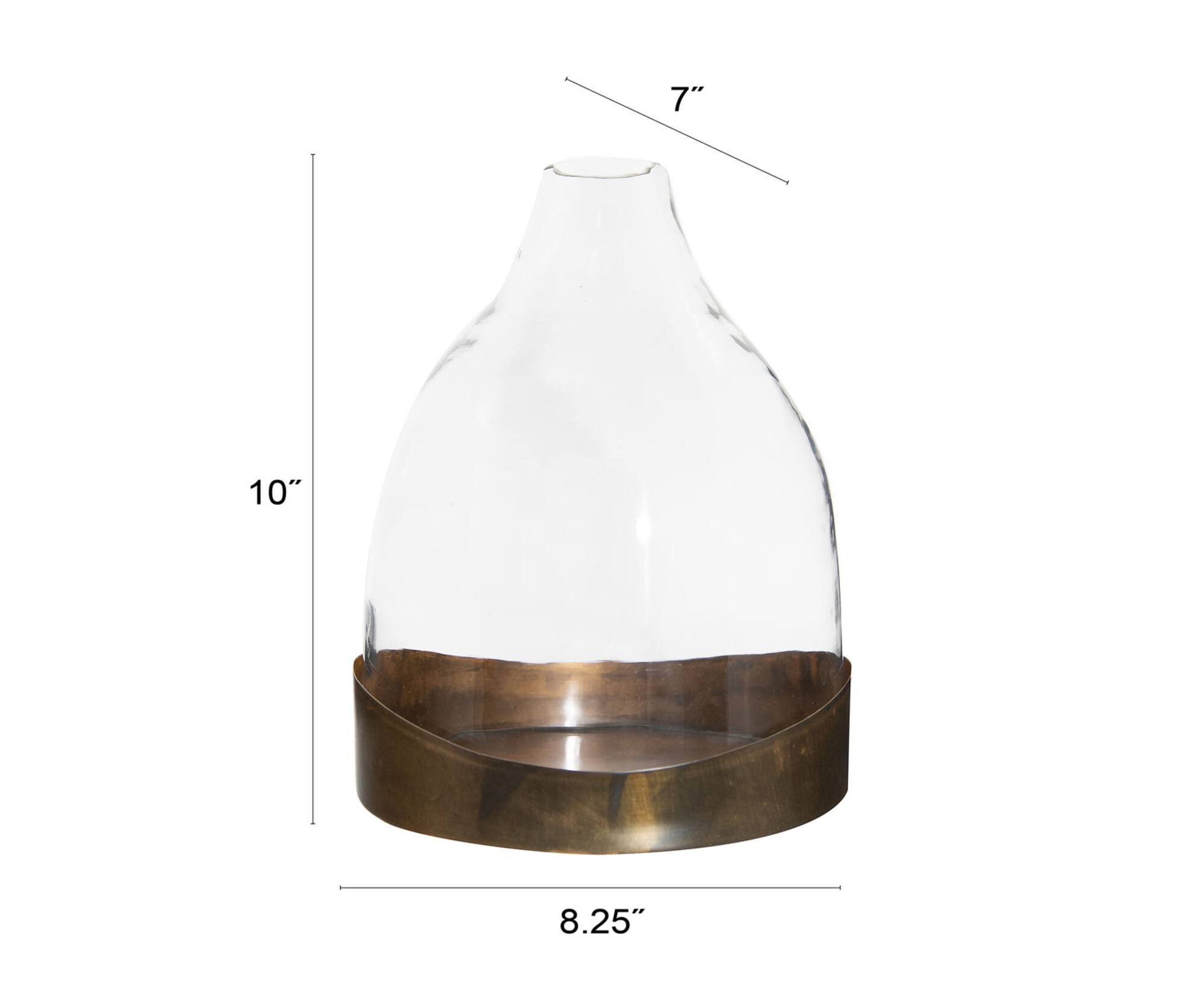 Hello Honey® Glass Cloche with Antique Copper Metal Tray